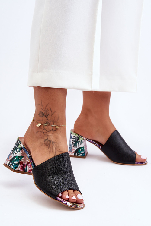 Жіночі шкіряні мюлі на підборах Lewski Shoes 3209/K Чорні