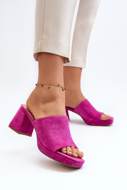 Жіночі мюлі на високих підборах кольору фуксії Bralya