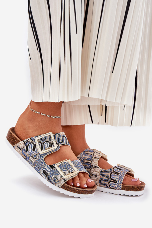 Жіночі Сандалі З Пряжками І Блиском Бежеві S.Barski RB51-006