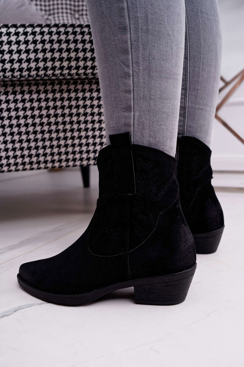 Жіночі замшеві ковбойські черевики Ferders чорного кольору