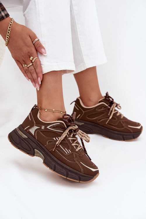 Жіночі Спортивні Кросівки З Подвійним Шнурівкою Шоколадні Annelie