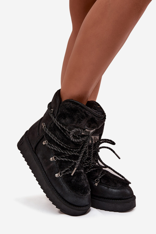 Жіночі зимові чоботи на платформі з хутром D.Franklin DFSH37005 Чорні