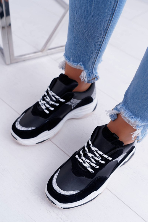 Спортивні жіночі туфлі на товстій підошві Чорні Remember