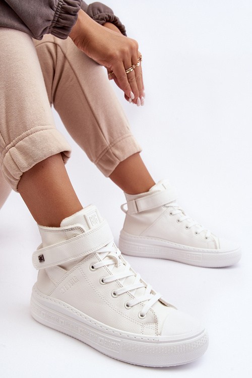 Жіночі кросівки на платформі з підкладкою Білі Big Star MM274006