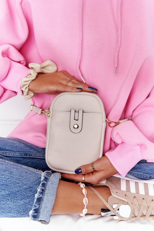 Маленька жіноча поясна сумка-саше Амстердам бежевого кольору