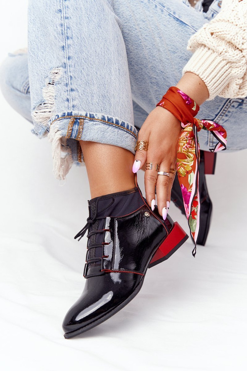 Чоботи шкіряні Maciejka 04744-16 чорно-червоні