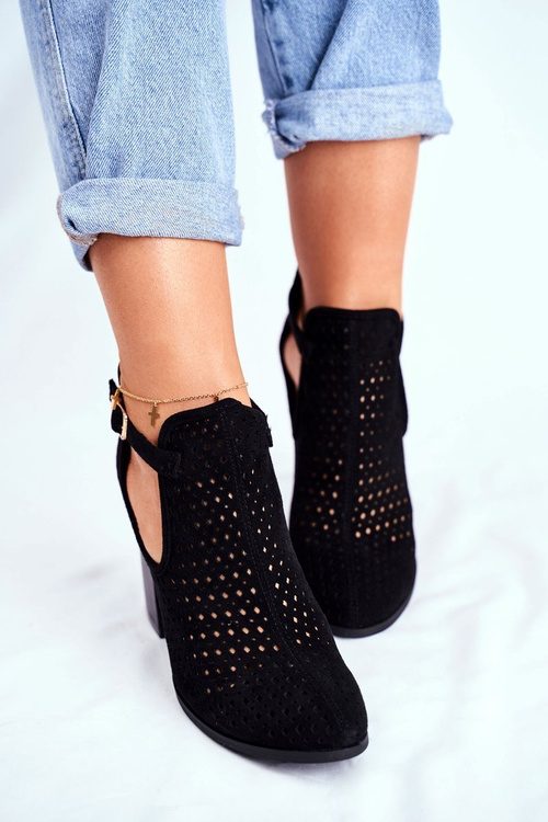 Чоботи жіночі на високому каблуці Чорні Morrena