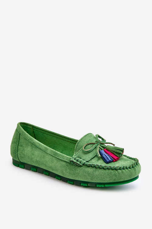 Замшеві лофери з бантом і бахромою Green Dorine