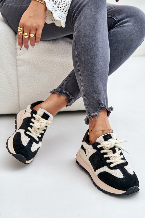 Теплі жіночі шкіряні кросівки Big Star OO274A318 HI-POLY SYSTEM Чорні