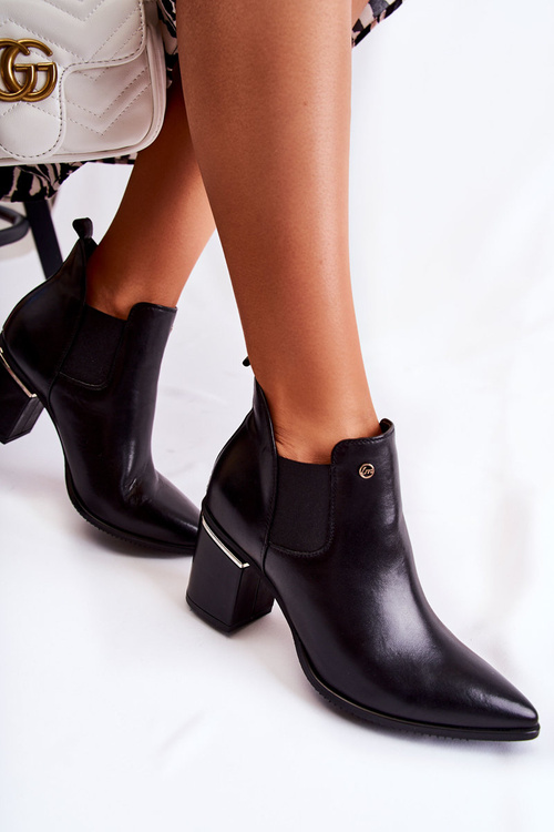 Шкіряні чоботи на високому каблуці Laura Messi 2506 Чорні