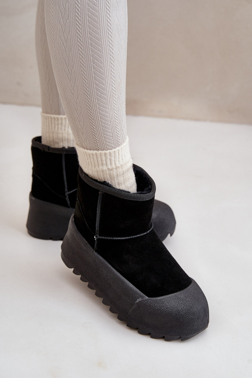 Теплі замшеві зимові черевики на платформі Big Star OO274A213 Чорні