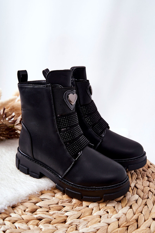 Чоботи дитячі утеплені хутром чорні Miraven