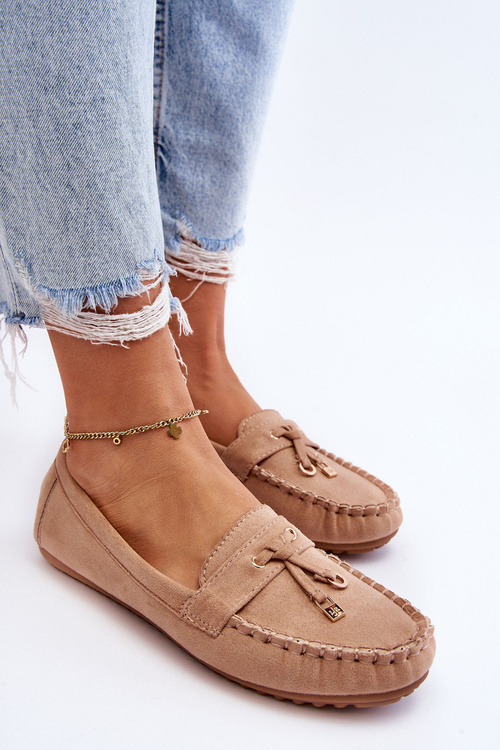 Класичні замшеві лофери темно-бежеві Good Time