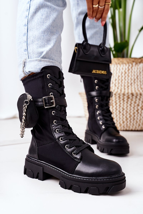 Утеплені черевики з гаманцем Чорний Look At Me