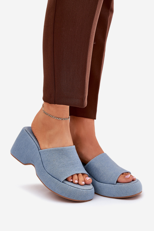 Текстильні Жіночі Сандалі На Платформі І На Котурні Джинсові Afisal