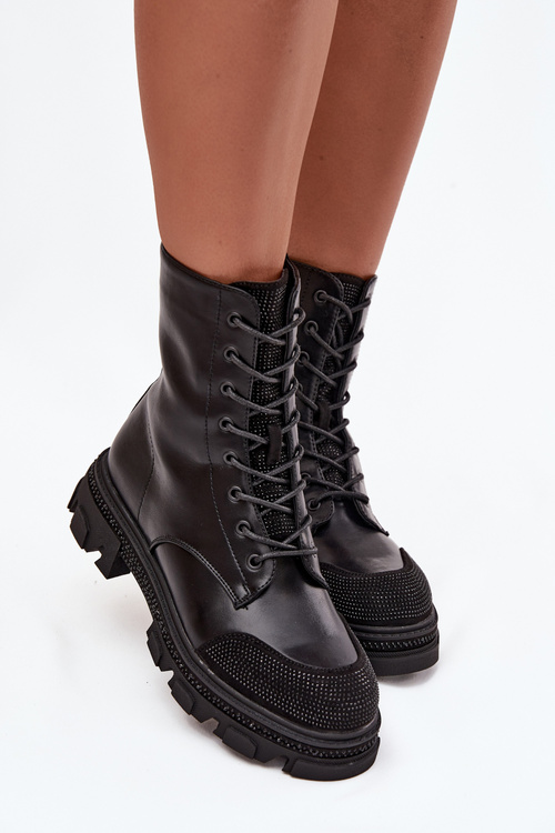 Жіночі робочі чоботи з підкладкою з оздобленням S.Barski HY42-982 Чорні