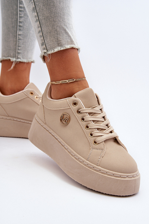 Жіночі кросівки на платформі бежевого кольору Eshen