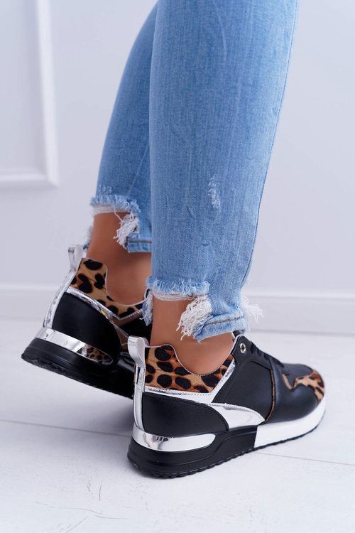 Спортивні жіночі леопардові туфлі Fippo чорного кольору