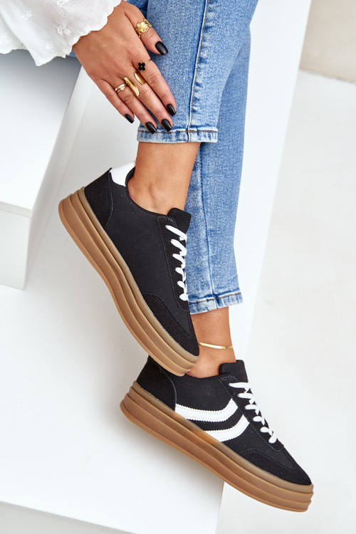 Стильні кросівки на платформі чорні Doriwa