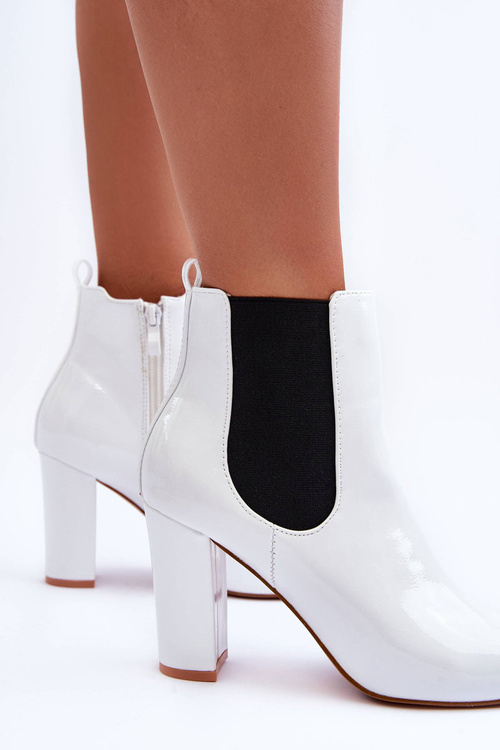 Лаковані Чоботи На Каблуку Білі Evita