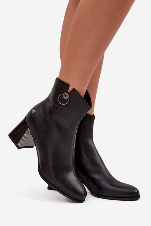 шкіряні черевики на підборах Maciejka K7203-04 Чорні