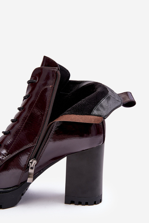 Жіночі бордові чоботи на підкладці на полірованому каблуці D&A MR870-54