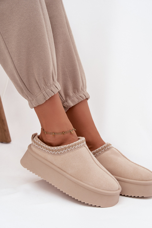 Жіночі зимові черевики з вишивкою світло бежеві Pristina