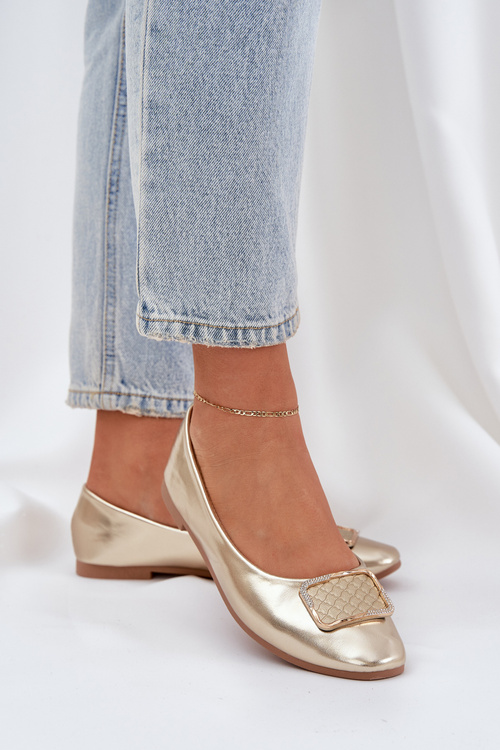 Еко Шкіряні Балерини З Декором Золоті Tulnelia