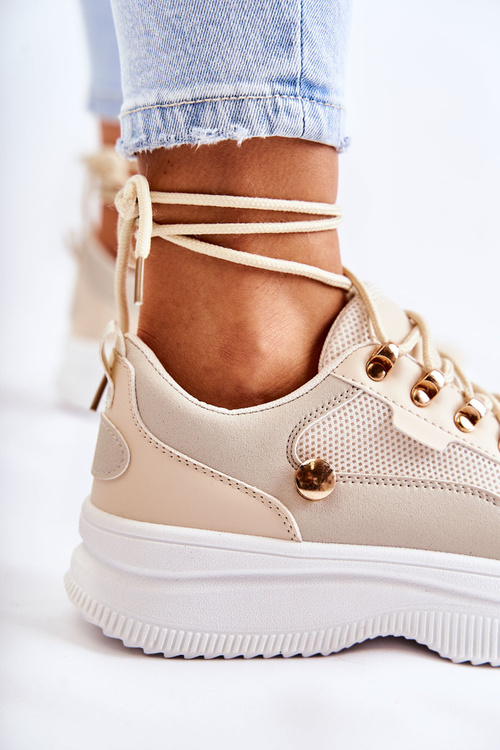 Жіночі спортивні шкіряні туфлі бежеві Salmira