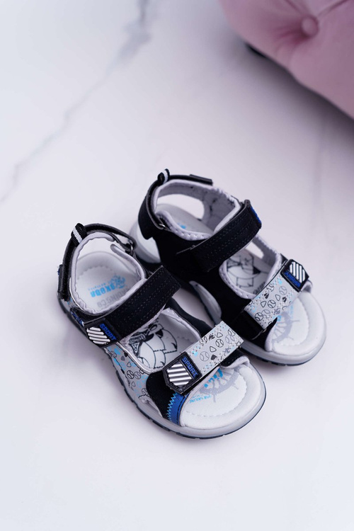 Дитячі молодіжні босоніжки на липучці Чорні Rexio