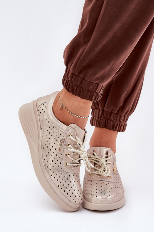 Жіночі Шкіряні Спортивні Кросівки Золоті Brumia