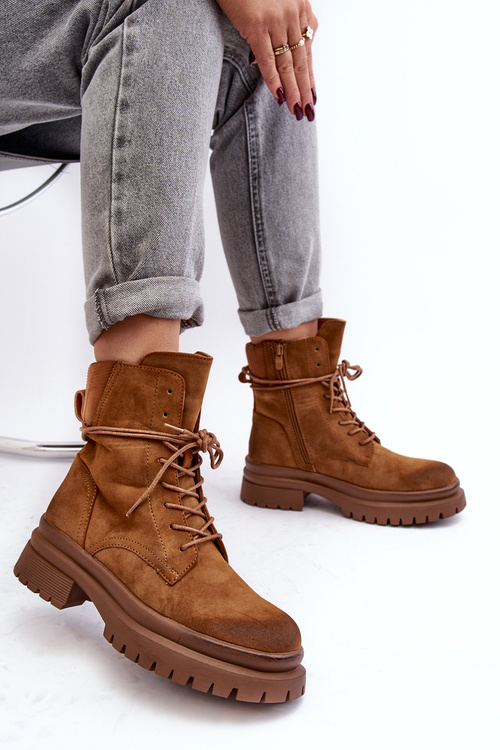 Жіночі ботильйони Trappers на товстій підошві Camel Narelona