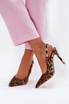 Прикрашені Туфлі На Каблуках Леопардові Коричневі Кемонія