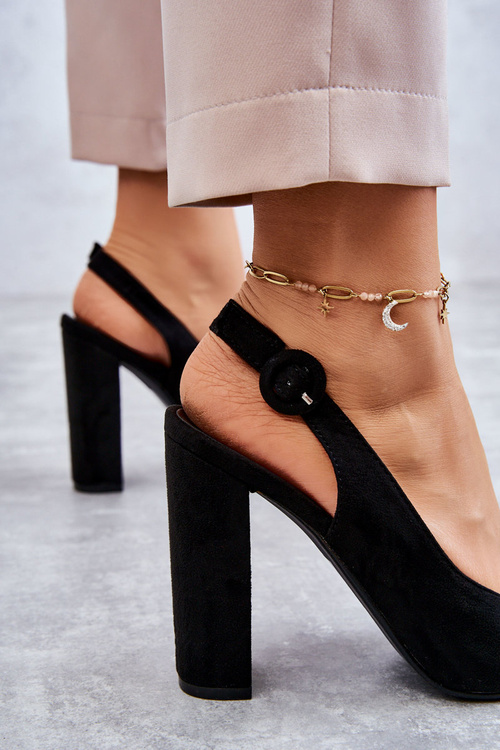 Туфлі-човники з гострим носком на високих підборах чорного кольору Alanza