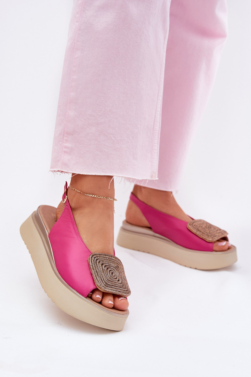 Zazoo 1786 Шкіряні Жіночі Сандалі На Платформі З Декором Фуксія