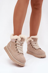 Замшеві зимові черевики жіночі на платформі з хутром Big Star SS274371 бежеві