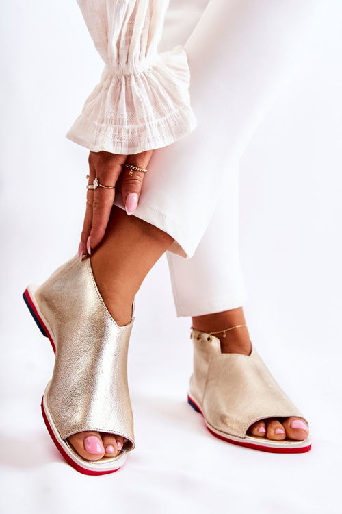 Шкіряні босоніжки на повзунках Gold Clorie