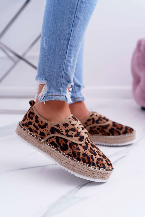 Еспадрільі жіночі замшеві леопардові MyShoes на шнурівці