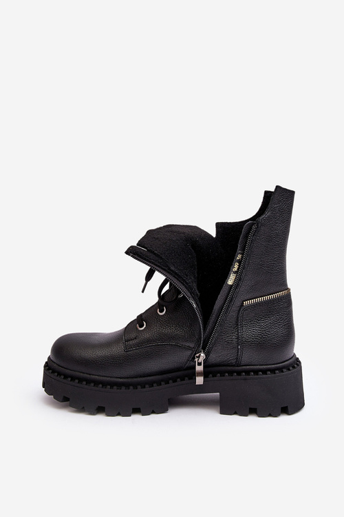 Жіночі шкіряні черевики Trapper на блискавці Zazoo 949P чорні