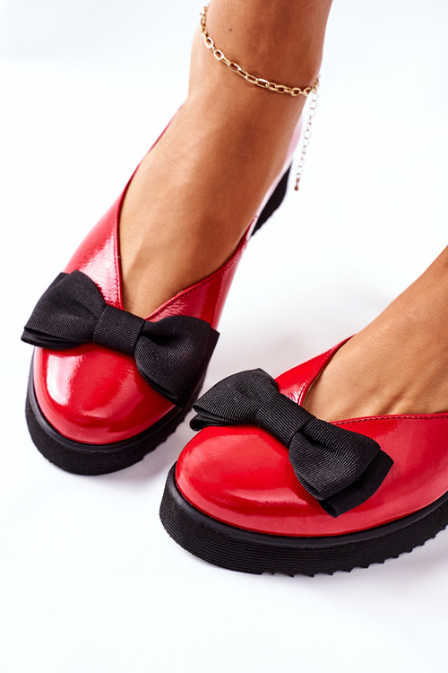 Шкіряні балетки на платформі Maciejka 05062-08 червоні
