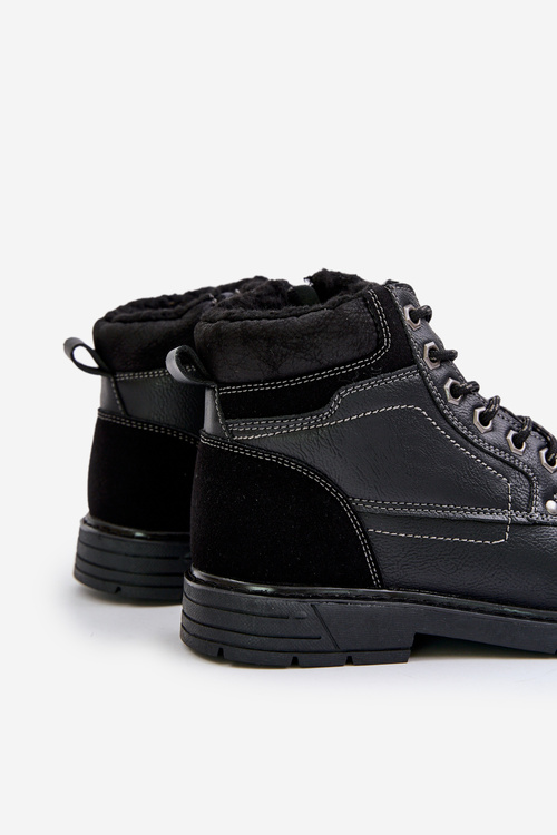 Чоловічі утеплені чоботи з еко шкіри Venredia чорного кольору