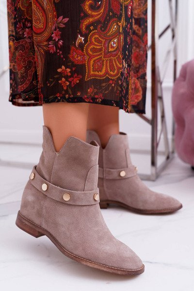 Жіночі черевики на плоскій підошві Laura Messi 1890 Leather Suede Beige Darmah