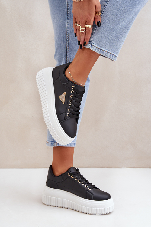 Стильні кросівки на масивній платформі чорнобілі Vallexia