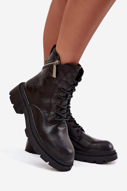 Шкіряні жіночі робочі черевики з ізоляцією Big Star SS274452 Чорні