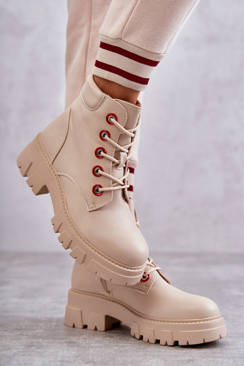 Шкіряні черевики робочі на блискавці бежеві Messa