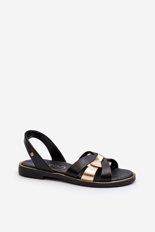 Жіночі чорні шкіряні босоніжки Zazoo 40382