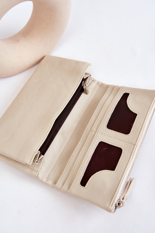 Жіночий великий гаманець на магніті, бежевий Connes