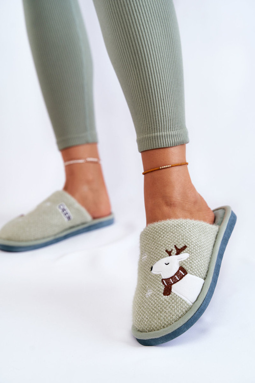 Жіночі різдвяні тапочки з зеленим оленем Millio