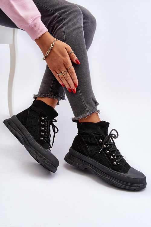 Жіночі кросівки з еластичним верхом чорного калину