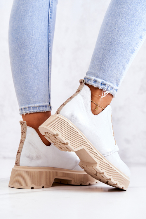 Броги На Масивній Підошві Ніколь 2701/005 Біло-Срібло